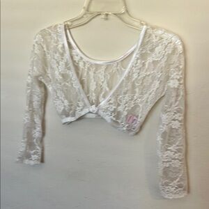 White Lace Cropped Cardigan